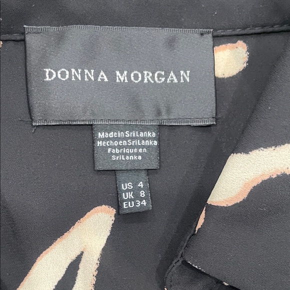 Donna morgan Elegant Black and Cream Wrap Dress - Picture 4 of 4